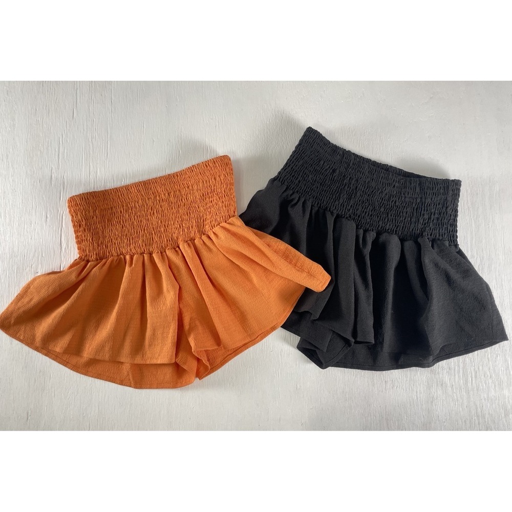 Flowy Orange‎ & Black Pull On High Waist Shorts Size S Fp Surf Babe Spring Break